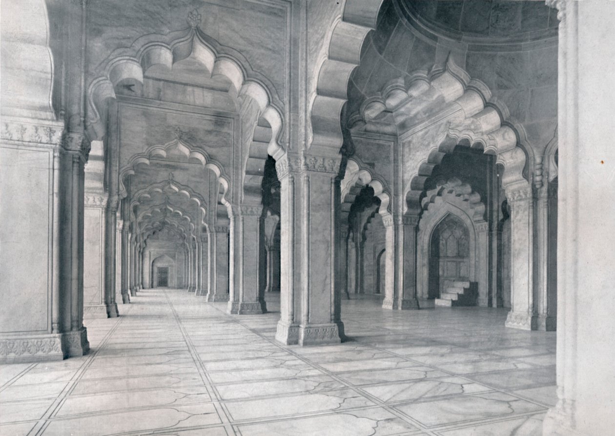 Agra. Interiér Moti Musjid. Perlová mešita, c1910. od Unbekannt