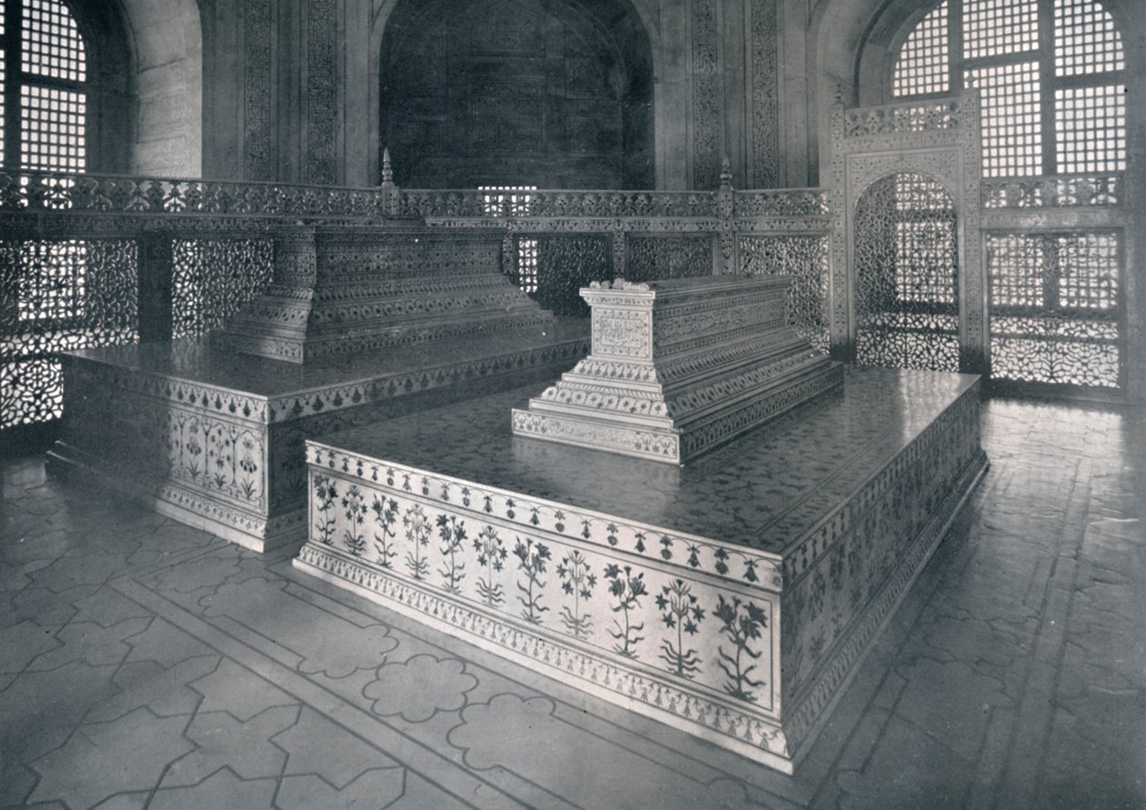 Agra, hrobky Mumtaz-I-Mahal & Shahjehan v Taj, c1920. od Unbekannt