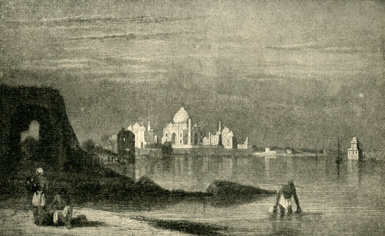 Agra a Taj Mahal z řeky Jumna, 20. léta 19. století, 1901. od Unbekannt