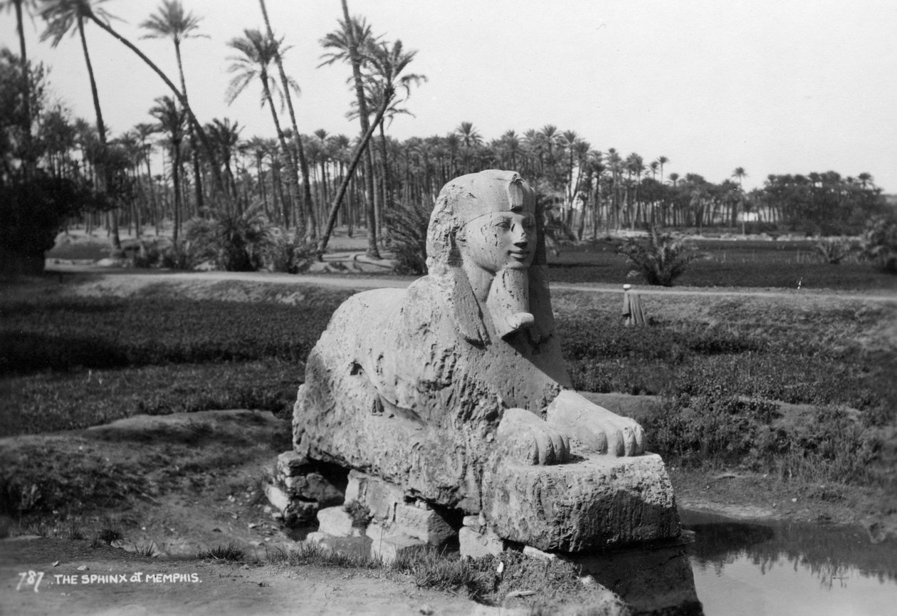 Alabastrová sfinga v Memphisu, Egypt, 20. až 30. léta 20. století od Unbekannt