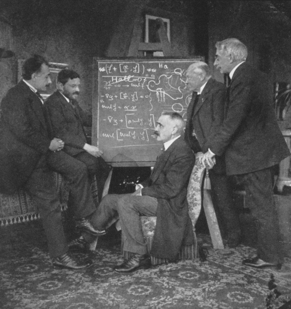 Albert Einstein a další fyzikové v domově Paula Ehrenfestse, Leyden, Nizozemsko od Unbekannt