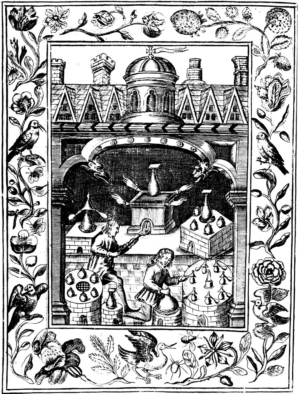 Alchymistická laboratoř ukazující různé formy pecí a nádob, 1652 od Unbekannt