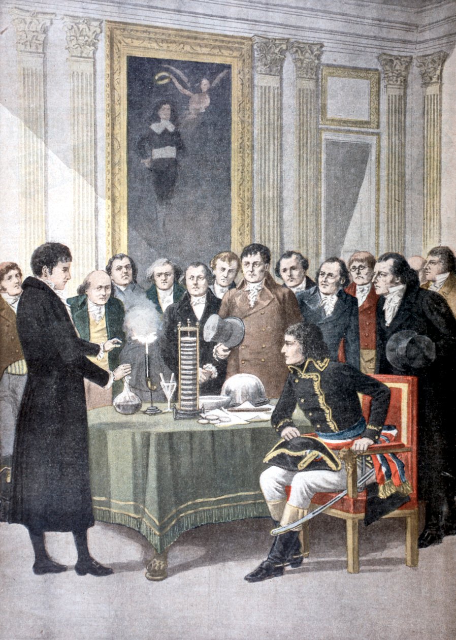 Alessandro Volta, předvádějící svou pilotovou baterii Napoleonovi, c1800 1901 od Unbekannt