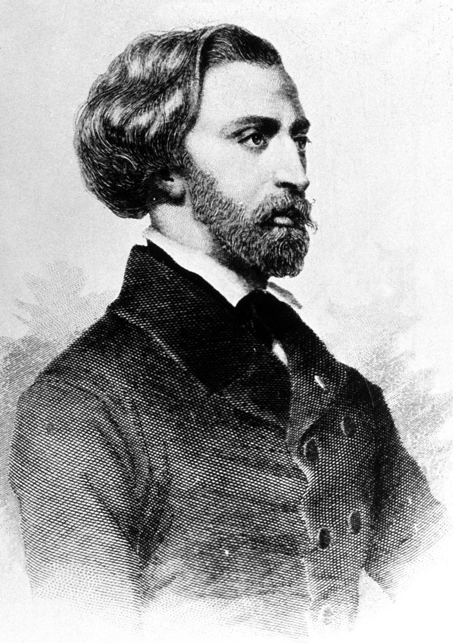 Alfred de Musset (1810-1857) francouzský básník a spisovatel, rytina, c. 1854 od Unbekannt