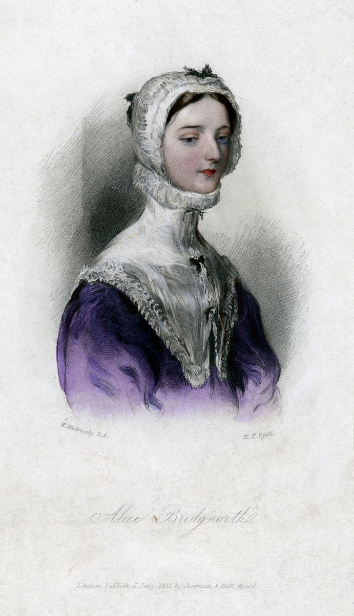 Alice Bridgenorth, postava v románu Waltera Scotta Peveril of the Peak, 1833 od Unbekannt