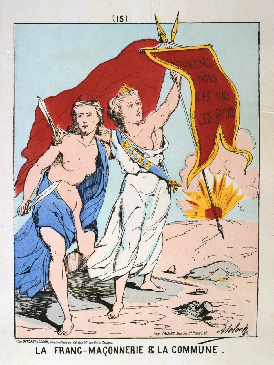 Alegorie svobodného zednářství a komuny, Pařížská komuna, 1871. od Unbekannt