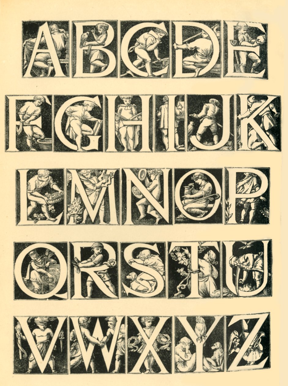 Abecední design pro dlaždice, 1864, 1881. od Unbekannt