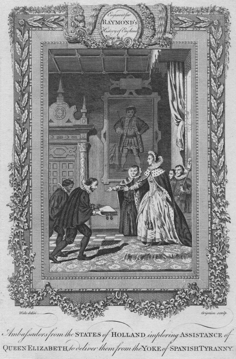 Velvyslanci z Holandska prosí o pomoc královnu Alžbětu, c1787 od Unbekannt