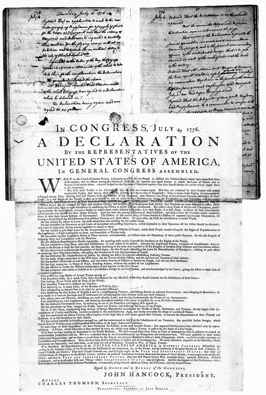 Americká deklarace nezávislosti, 4. července 1776 od Unbekannt