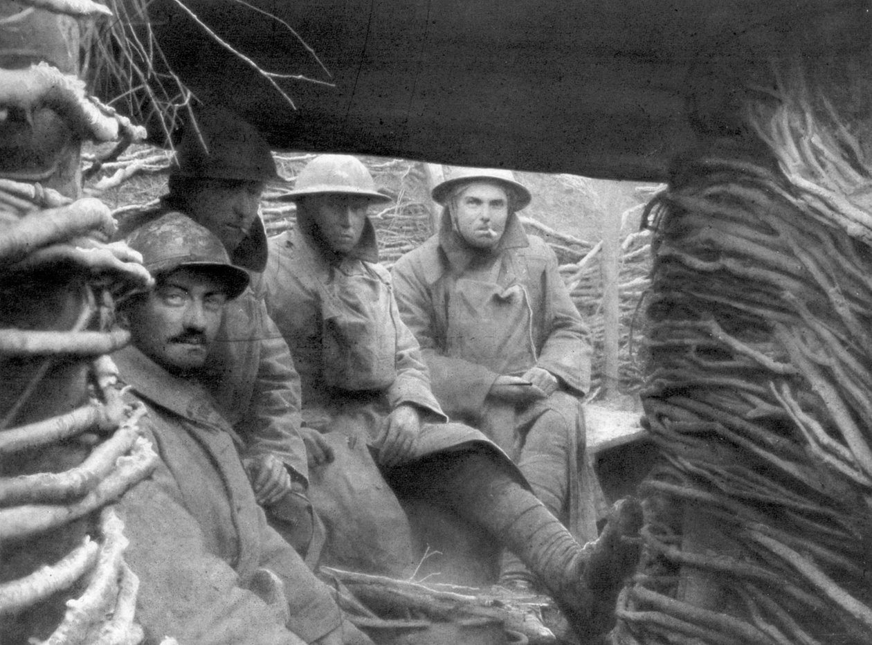 Americké a francouzské jednotky v zákopu na frontě, 1917-1918 od Unbekannt