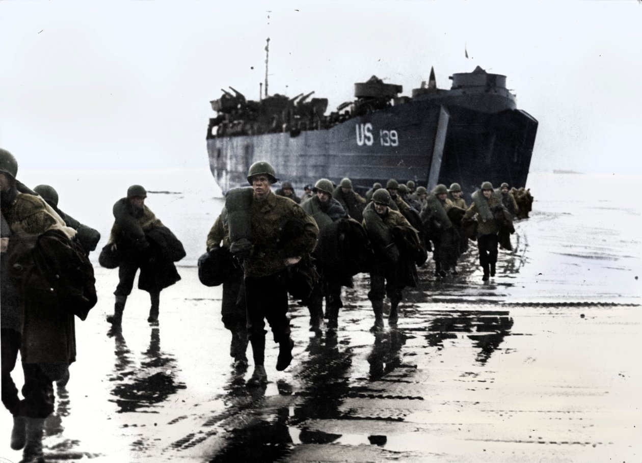 Americké jednotky se vyloďují do písků Normandie, 1944 od Unbekannt