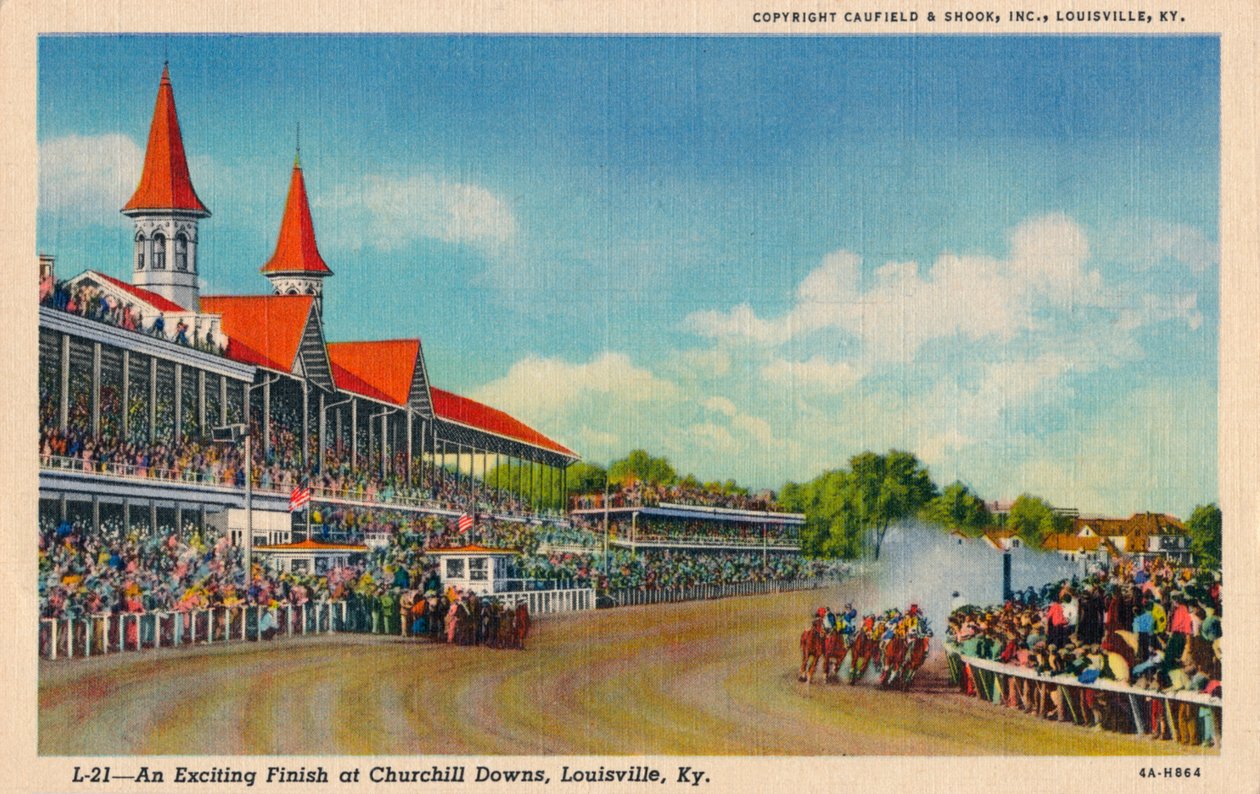 Vzrušující konec v Churchill Downs, Louisville, Ky, c1940 od Unbekannt