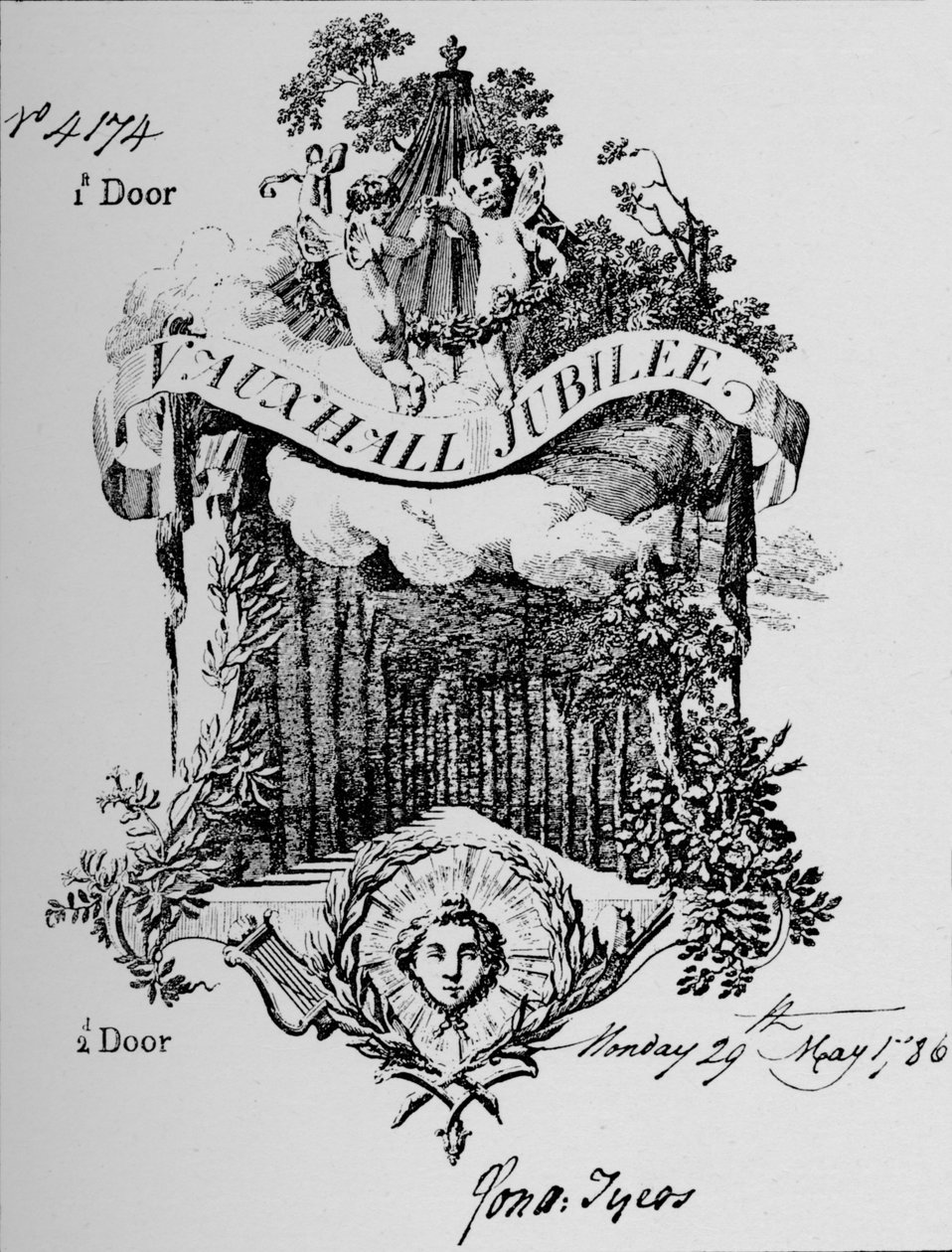 Vstupenka do Vauxhall Gardens, 1786, 1912 od Unbekannt