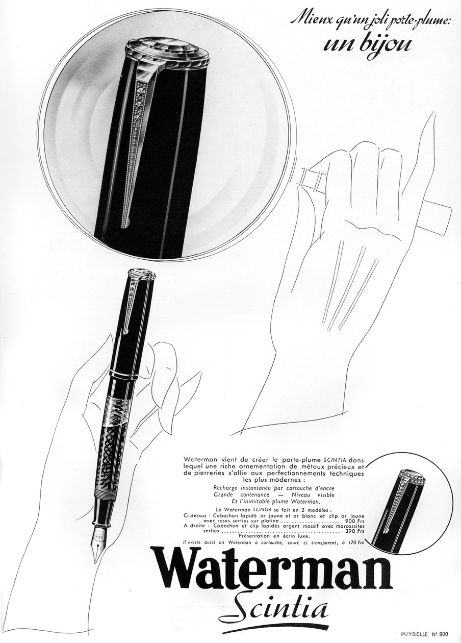 Reklama na pera Waterman, 1938 od Unbekannt