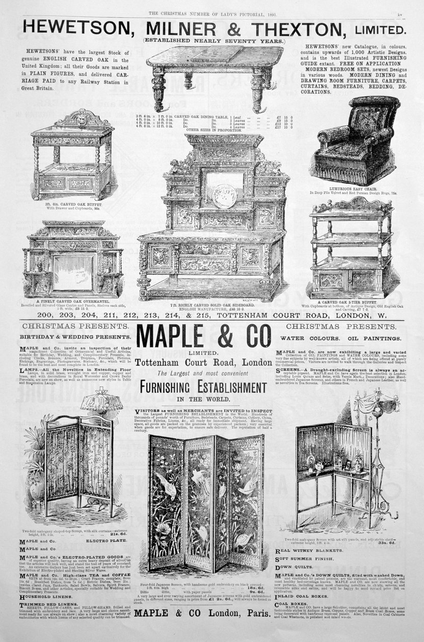 Reklamní stránka v Ladys Pictorial magazine of Christmas 1891 od Unbekannt