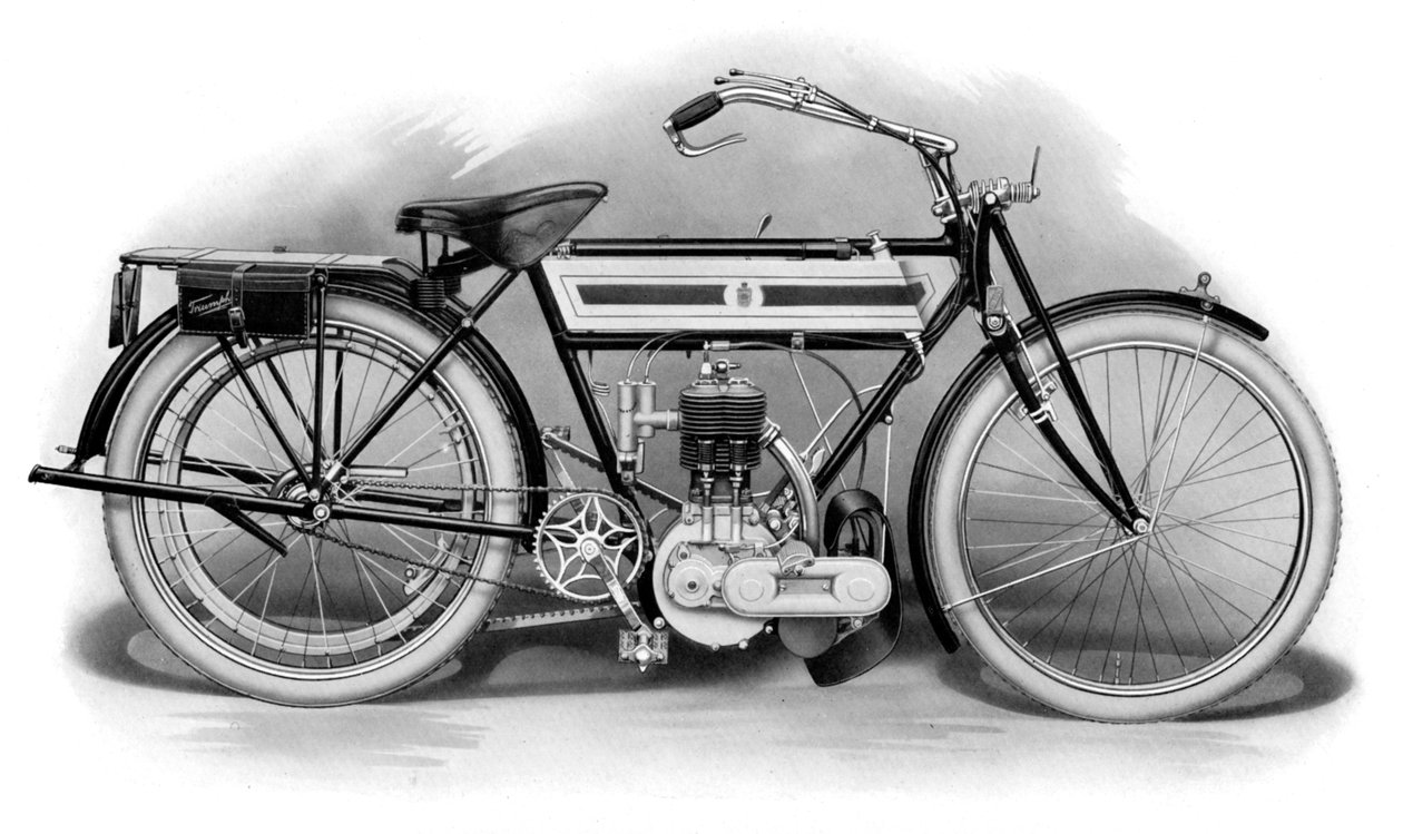 Raný motocykl Triumph, 1911-1912 od Unbekannt