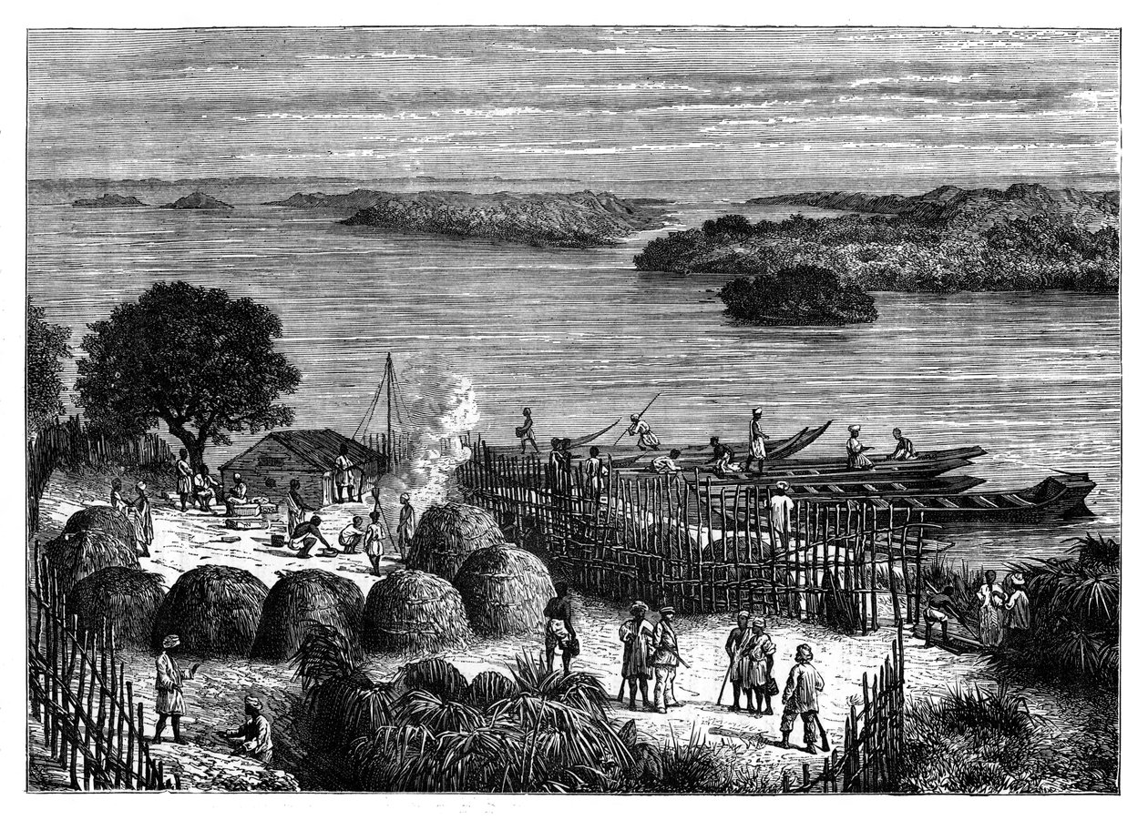 Tábořiště na řece Kongo, Afrika, c1890 od Unbekannt