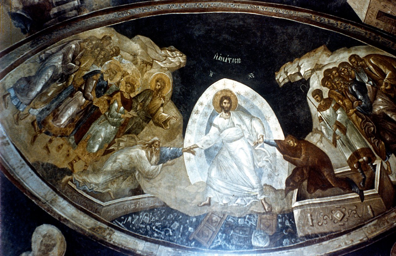 Anastasis, freska v parekklesion kostela Krista v Chora, c1310-c1320 od Unbekannt