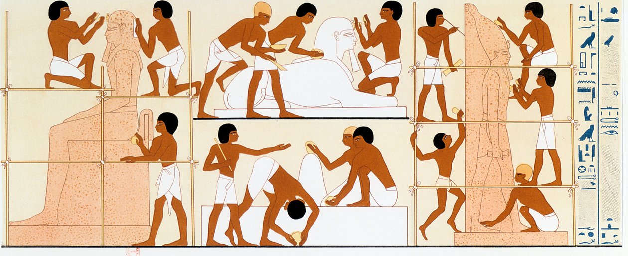 Starověcí egyptští sochaři pracující na sochách, c1842-1845 od Unbekannt