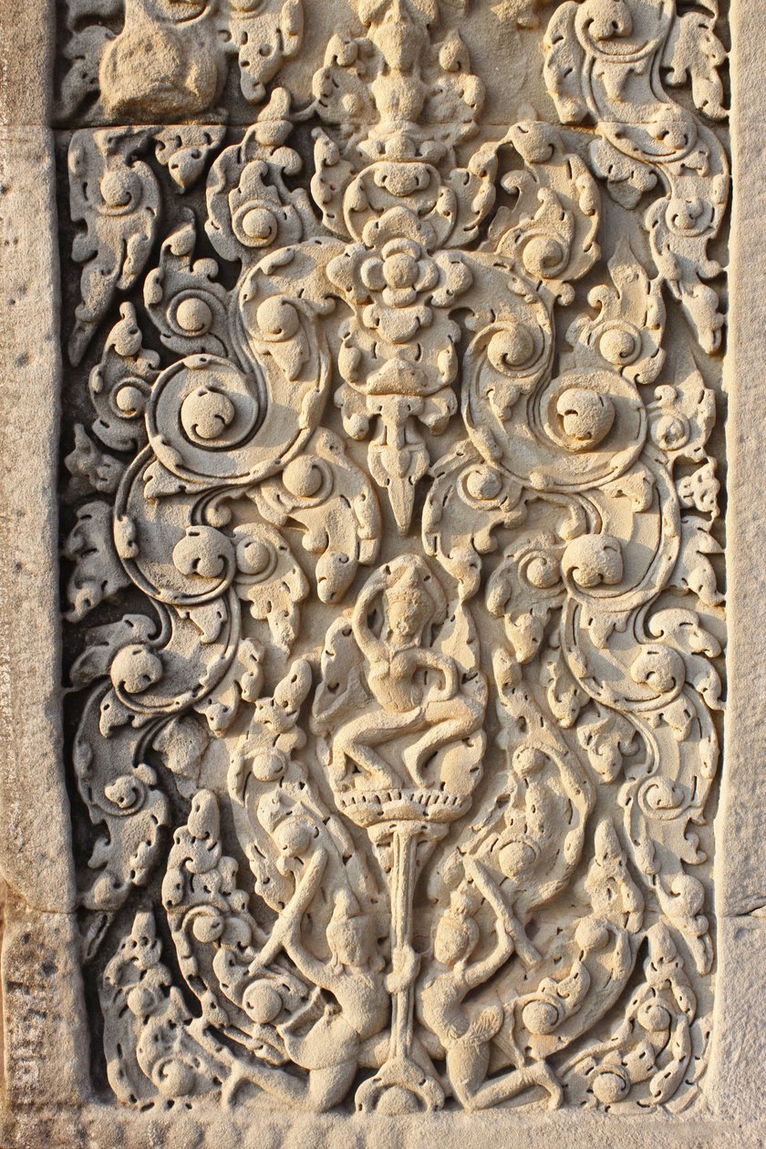 Angkor Wat, vyřezávané detaily na WallFlowers, Siem Reap, Kambodža od Unbekannt