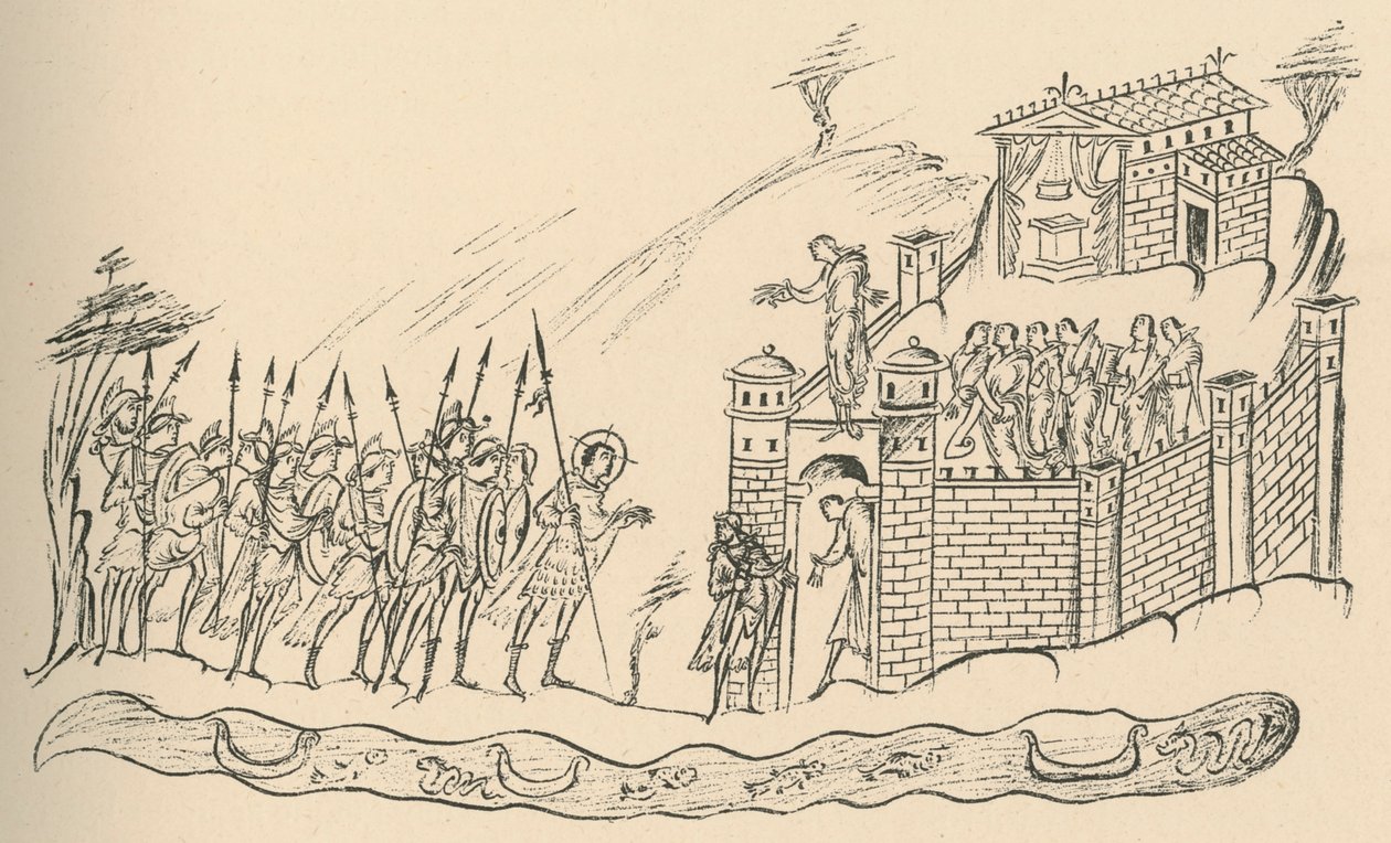 Anglosaští válečníci se blíží k pevnosti, 1908 od Unbekannt