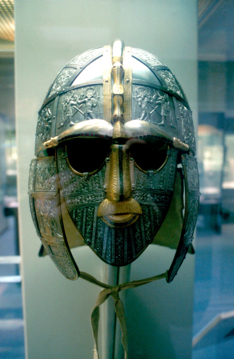 Anglosaská helma a maska z pokladu Sutton Hoo, 7. století od Unbekannt