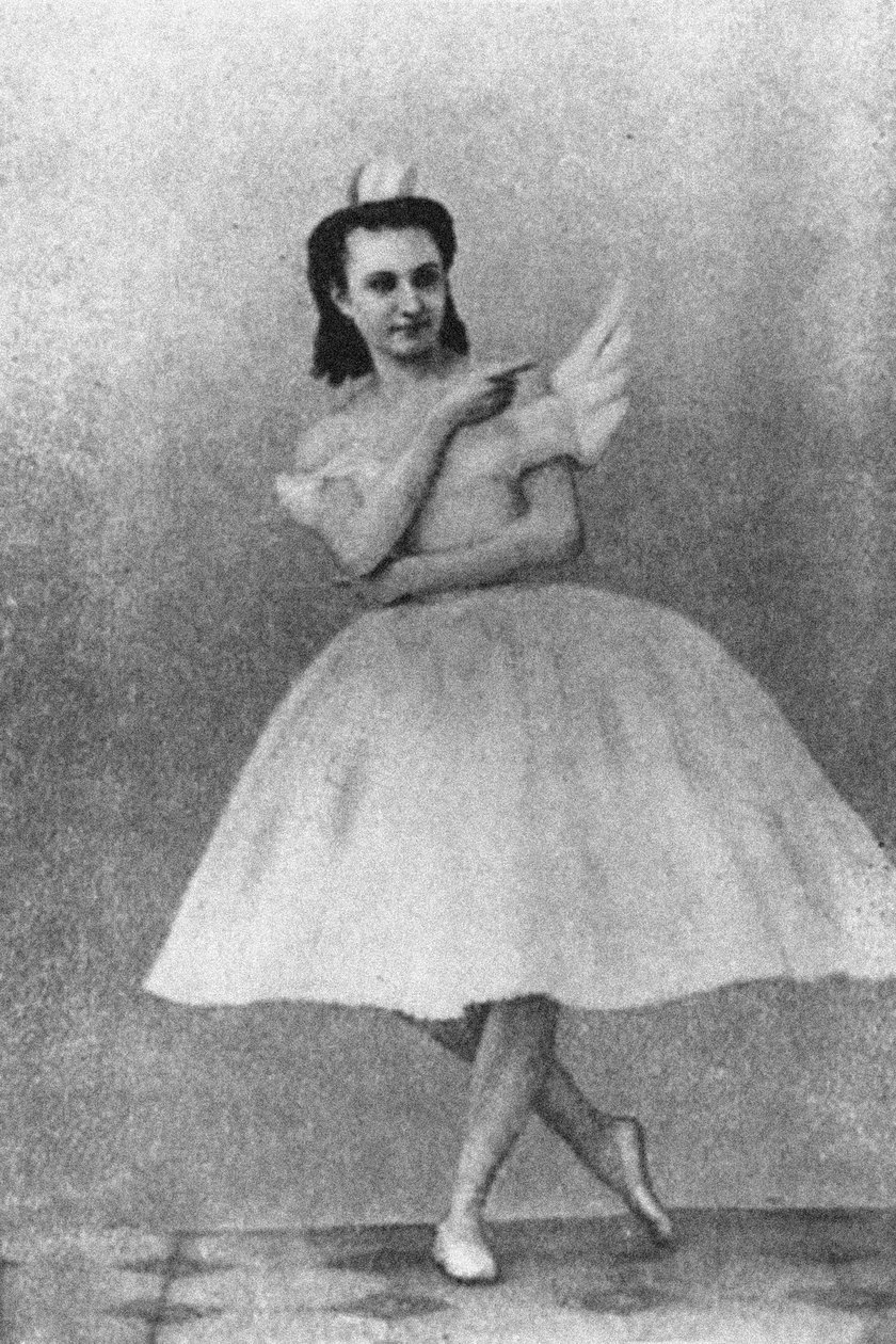 Anna Sobeshchanskaya jako Odette v baletu Labutí jezero, Moskva, 1877 od Unbekannt