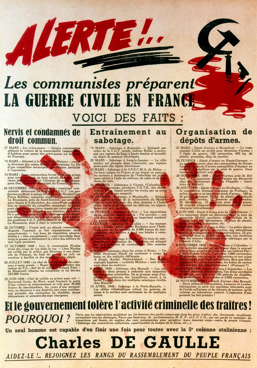 Antikomunistický progaullistický plakát, 1949 od Unbekannt