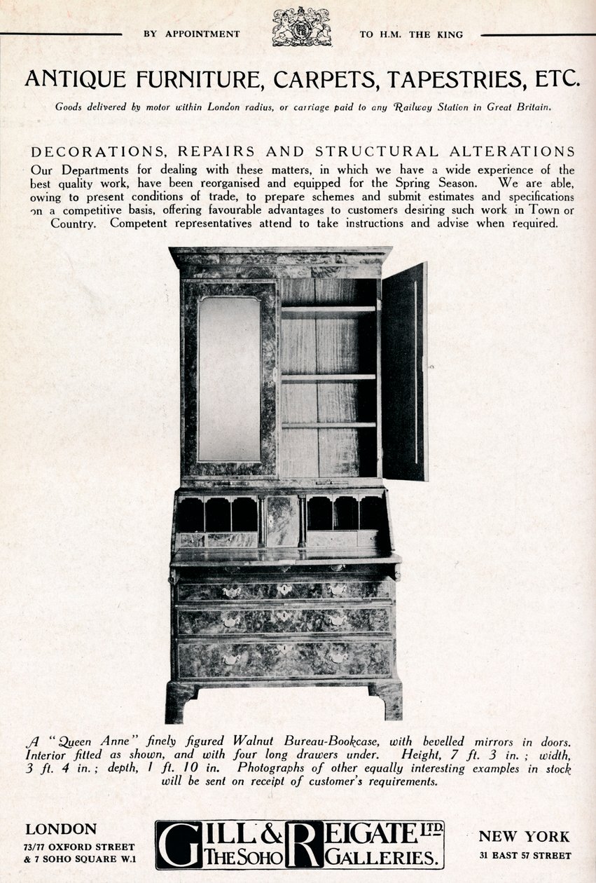 Starožitný nábytek, koberce, tapisérie atd., 1921 od Unbekannt
