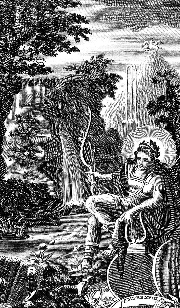 Apollo, starověký řecký bůh hudby, poezie, lukostřelby, proroctví a léčení, 1798 od Unbekannt