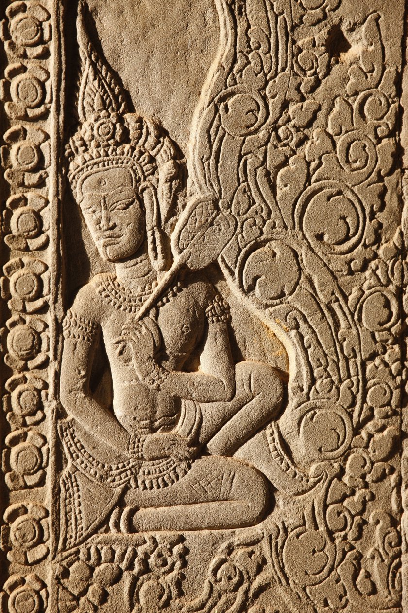 Apsara Dancer Carving v Angkor Wat, Siem Reap, Kambodža od Unbekannt