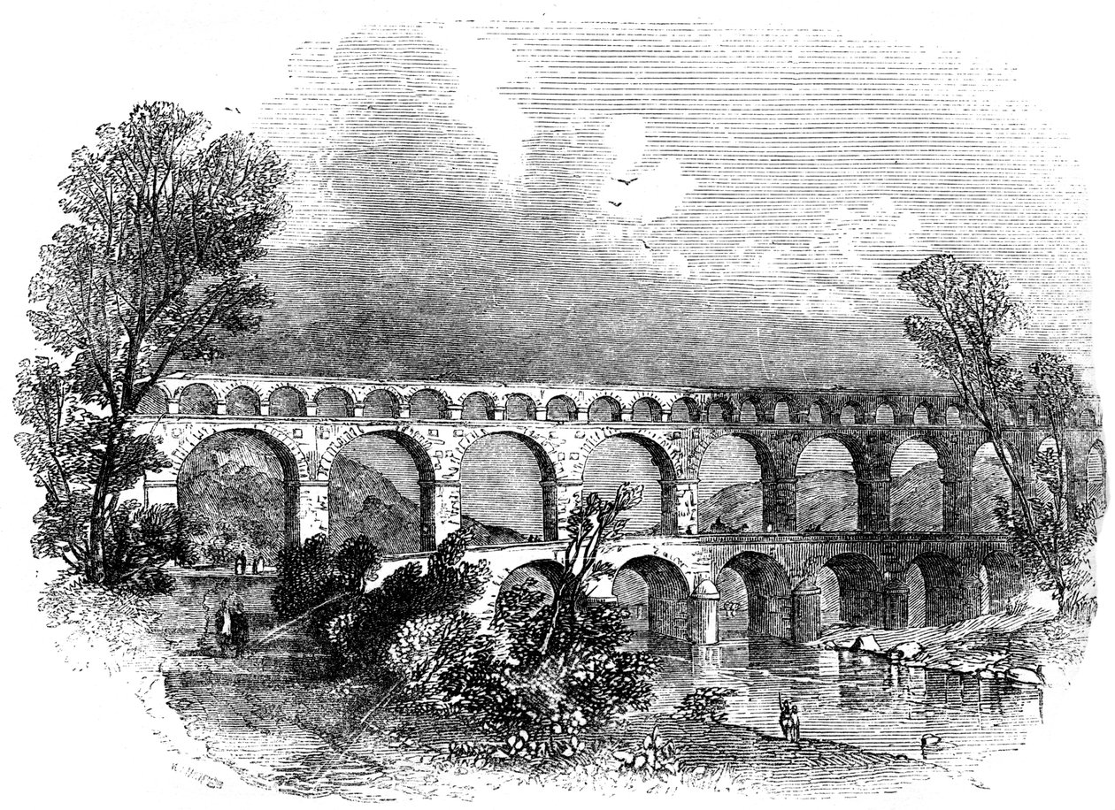 Akvadukt v Nimes v Pont du Gard, Francie, 1886 od Unbekannt
