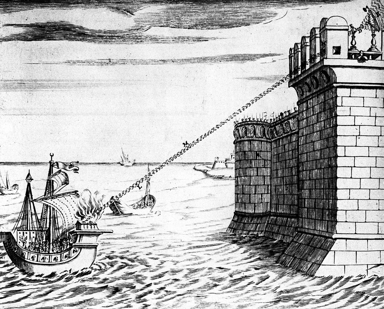 Archimedes Burning Mirror , zařízení používané při obléhání Syrakus, 215-212 př.nl 1642 od Unbekannt
