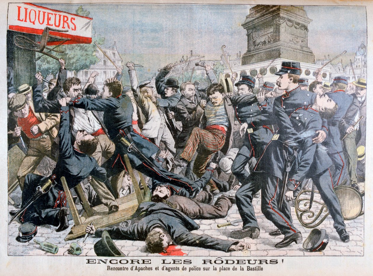 Ozbrojení zločinci bojující s policií, Place de la Bastille, Paříž, 1904 od Unbekannt