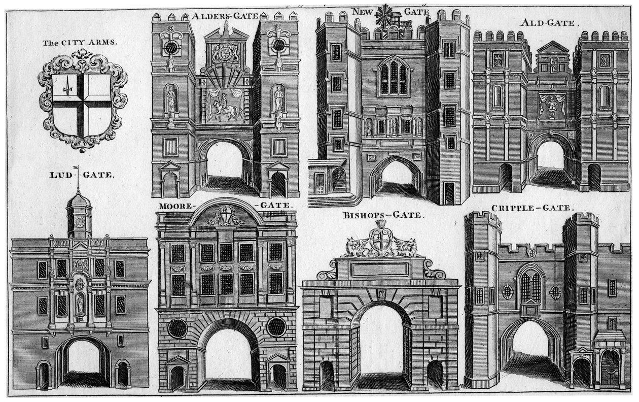 Zbraně a brány londýnské City, c1650 19. století od Unbekannt