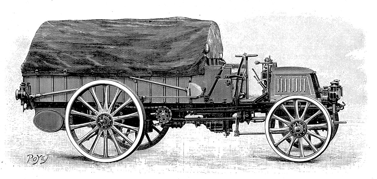 Armádní nákladní automobil Daimler, se čtyřválcovým motorem o výkonu 12 k, 1904 od Unbekannt
