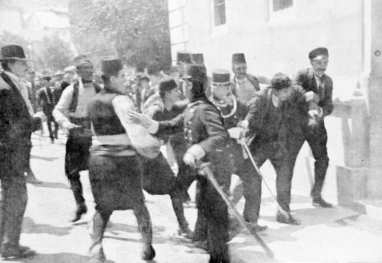 Zatčení Gavrila Principa, vraha arcivévody Františka Ferdinanda, 1914 od Unbekannt