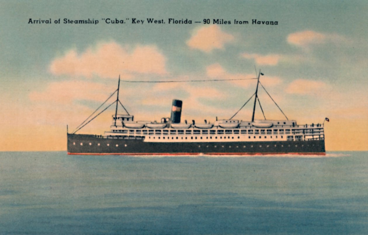 Přílet parníku Kuba. Key West, Florida – 90 mil od Havany, 40. léta 20. století od Unbekannt
