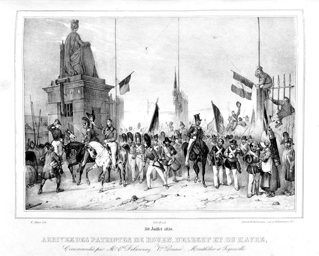 Příjezd patriotů z Rouen, Elbeut a Le Havre, Paříž, 30. července 1830 od Unbekannt