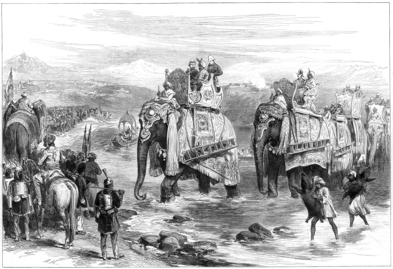 Příjezd prince z Walesu do Jummoo, Cashmere, 1876 od Unbekannt