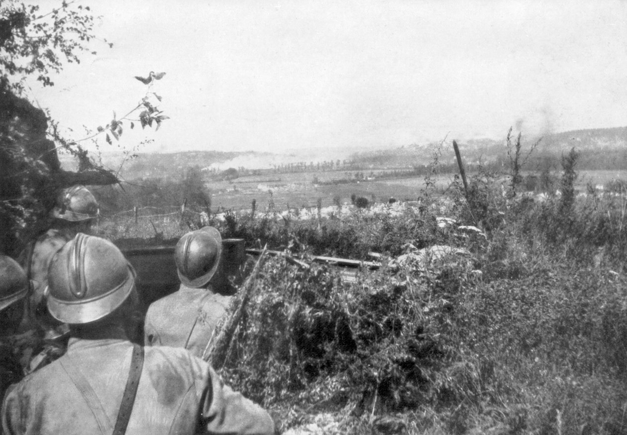 Dělostřelecká palba před postupem, Aisne, Francie, 2. září 1918 od Unbekannt