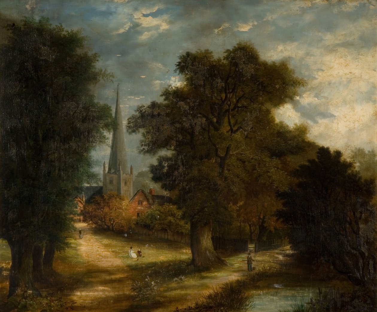 Aston Church and Village, [nedatováno] Nyní Aston, Birmingham. od Unbekannt