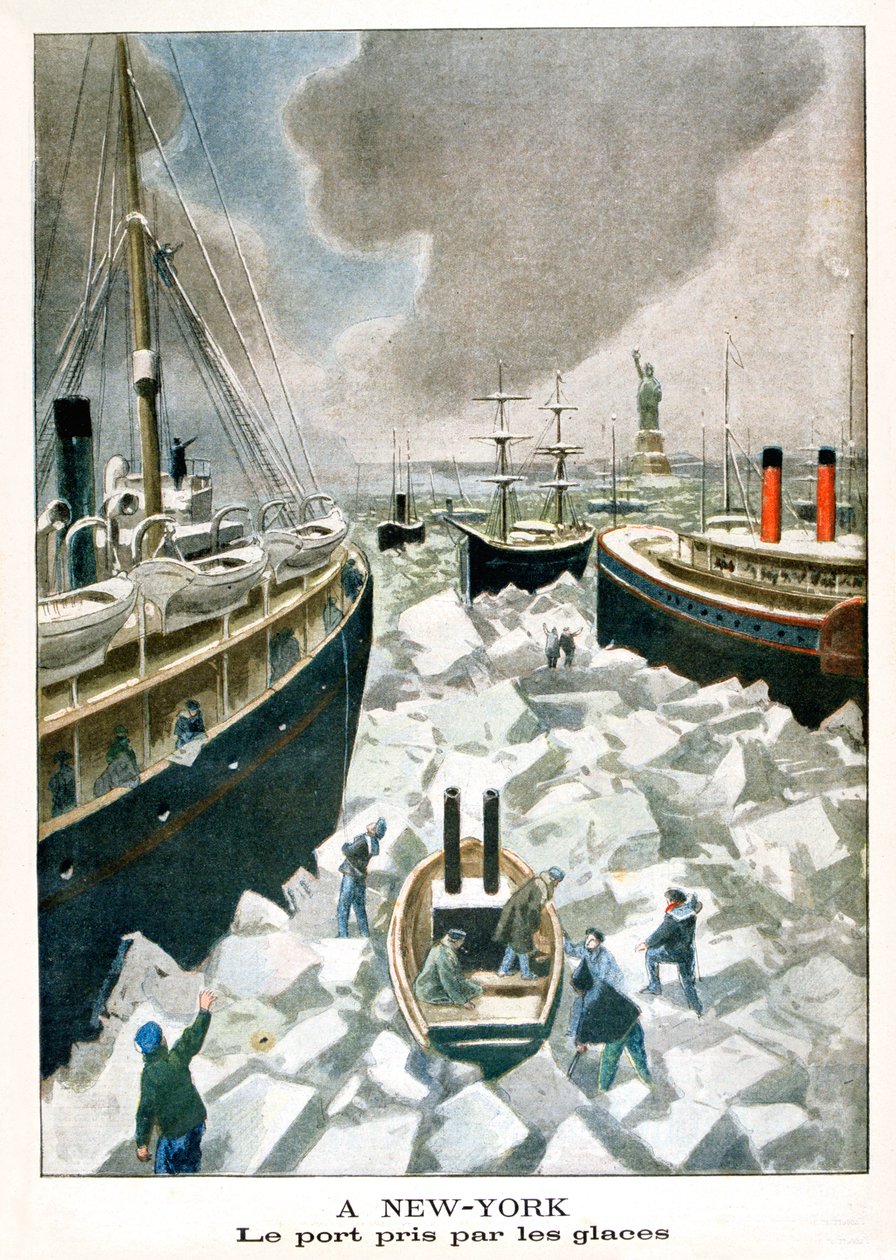 V New Yorku, přístav obsazený ledem, 1901 od Unbekannt