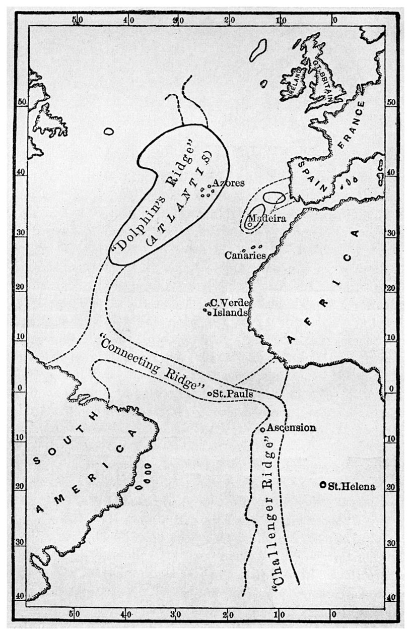 Atlantida: mapa znázorňující umístění mýtického kontinentu, c1882 1956 od Unbekannt