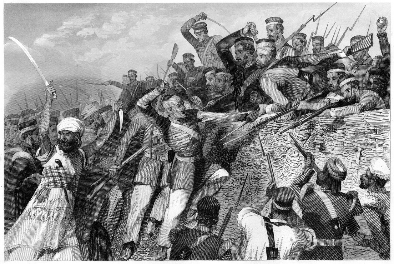 Útok vzbouřenců na baterii Redan v Lucknow, 30. července 1857, c1860 od Unbekannt