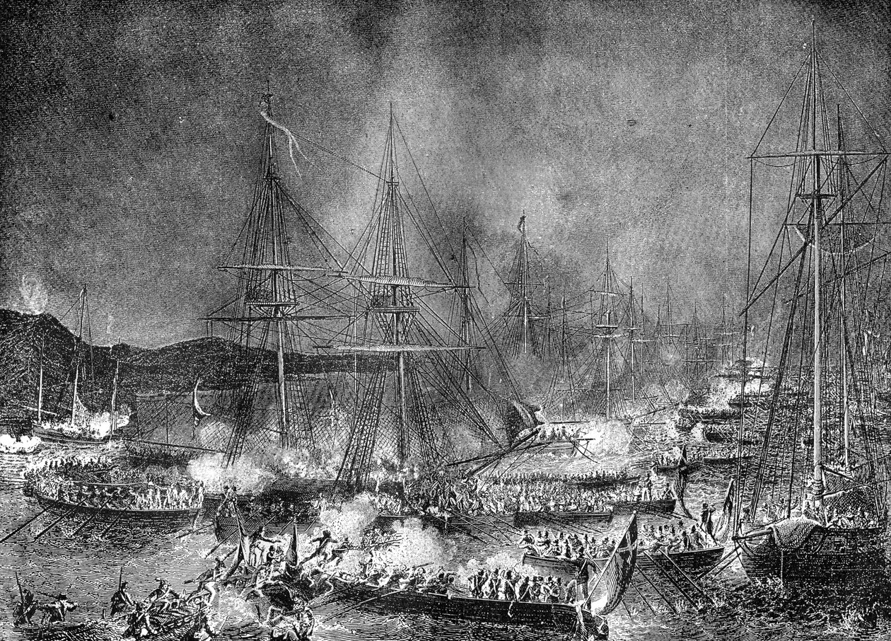 Útok na francouzskou invazní flotilu v Boulogne, Francie, 15.-16. srpna 1801 1882-1884 od Unbekannt