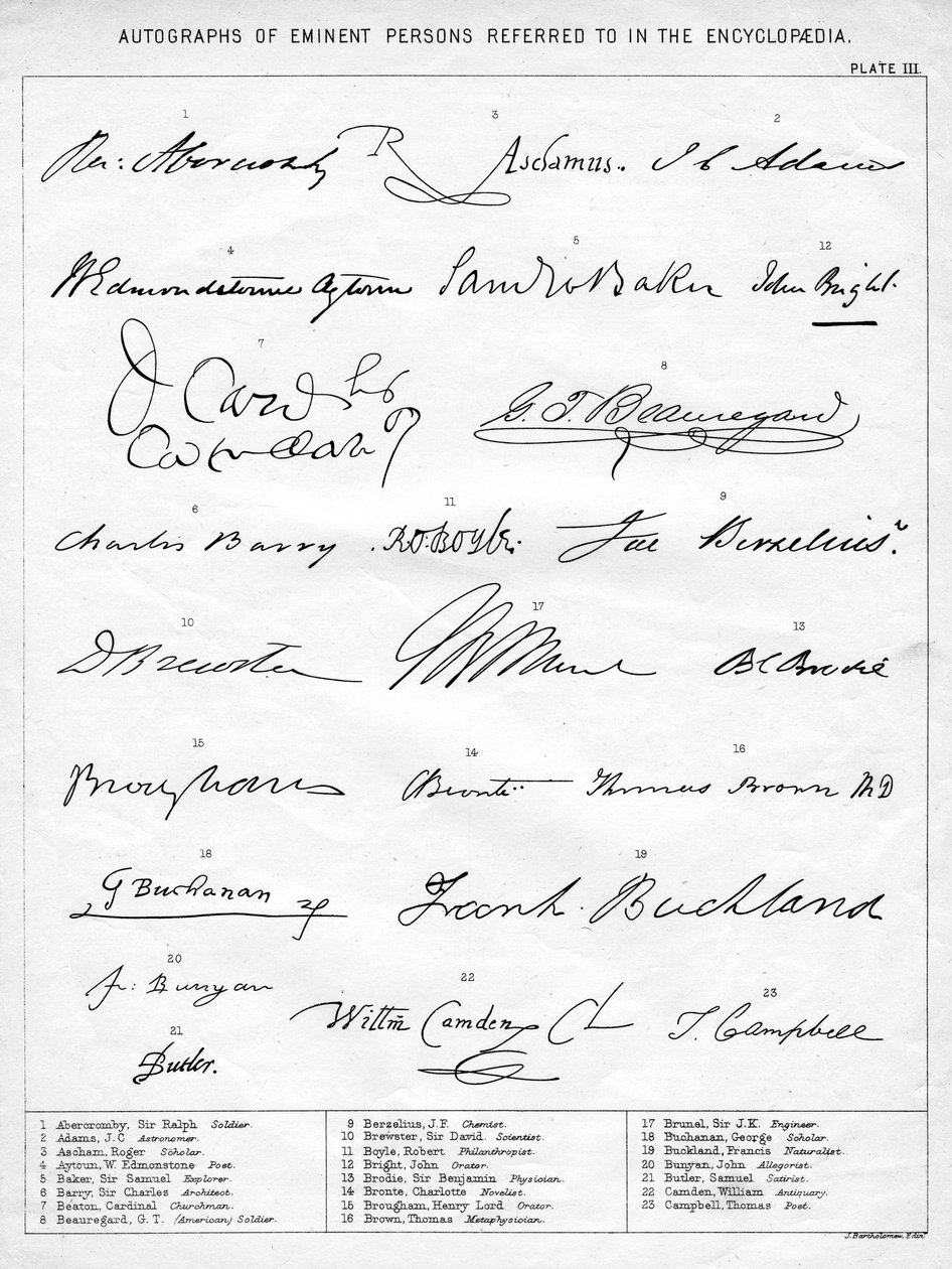 Autogramy významných osobností, 19. století od Unbekannt