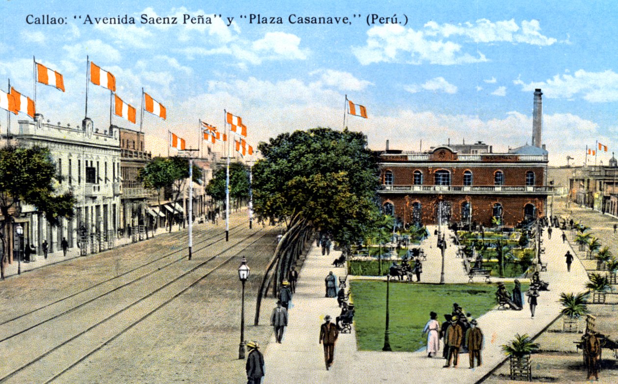 Avenida Saenz Pena a Plaza Casanave, Callao, Peru, 1900 od Unbekannt