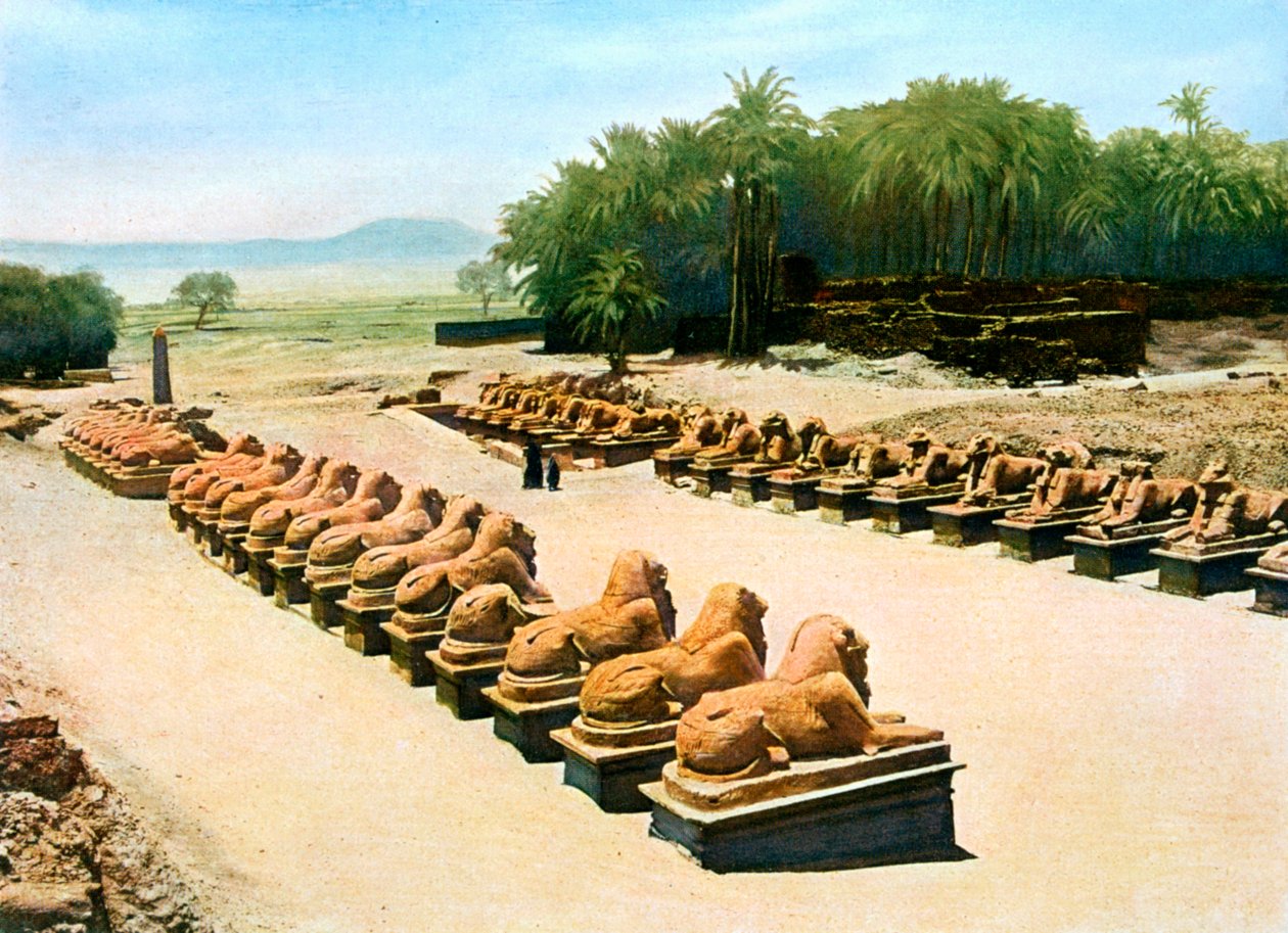 Alej sfing s beraními hlavami, chrám Amun-Re, Karnak, Luxor, Egypt, 20. století od Unbekannt