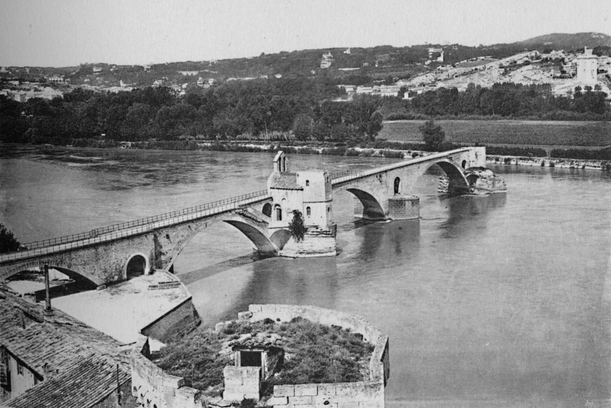 Avignon – Most St. Benezet a údolí Rhony, pohled z pevnosti Doms, c1925 od Unbekannt